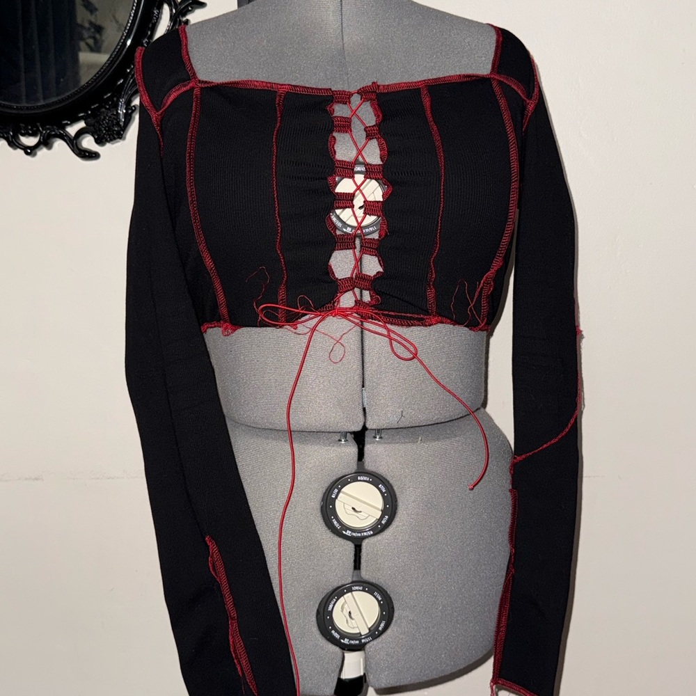 Fashion Nova Black Top with Red Trim